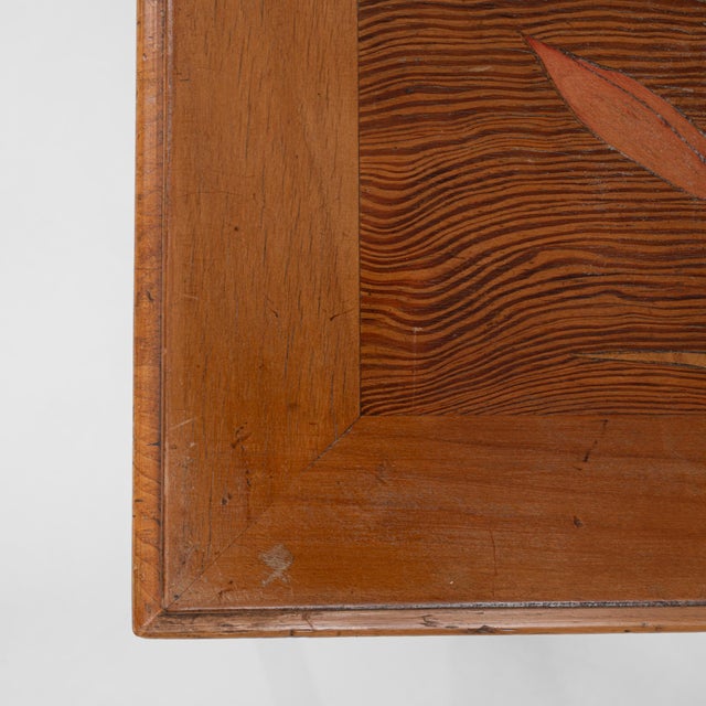 1900s French Art Nouveau Wooden Side Table With Floral Top For Sale - Image 10 of 18