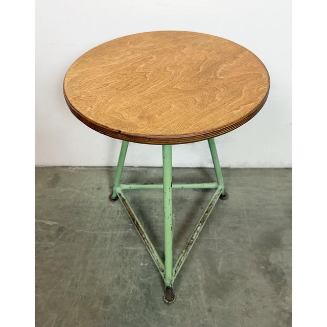 Mid-Century Modern Industrial Green Workshop Stool, 1960s For Sale - Image 3 of 15