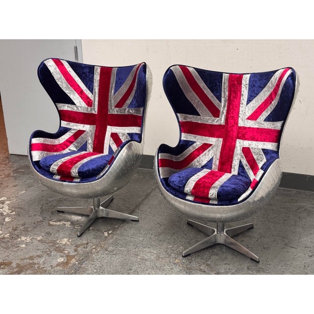 English Acme Furniture Brancaster British Flag Egg Chairs, Pair For Sale - Image 3 of 12