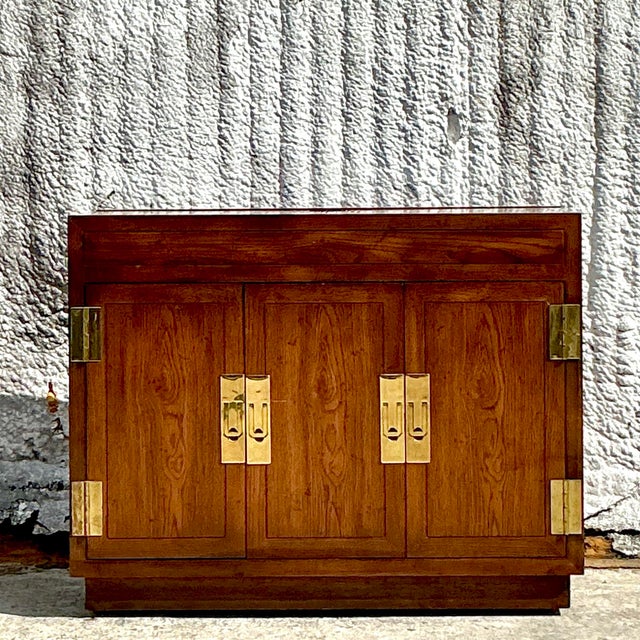 Vintage Boho Henredon Campaign Dry Bar For Sale In West Palm - Image 6 of 12