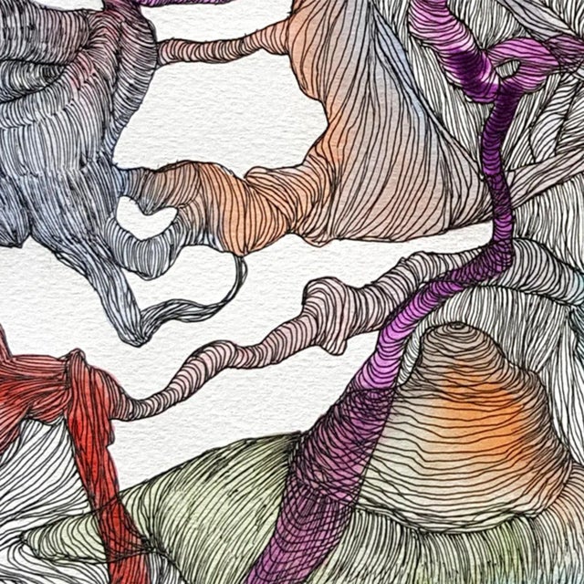 Surrealism Conceptually Surreal Ink and Watercolor Painting on Paper Artwork, "Chaos" For Sale - Image 3 of 3