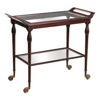Vintage Italian Kitchen Trolley in Mahogany and Glass, 1960s For Sale