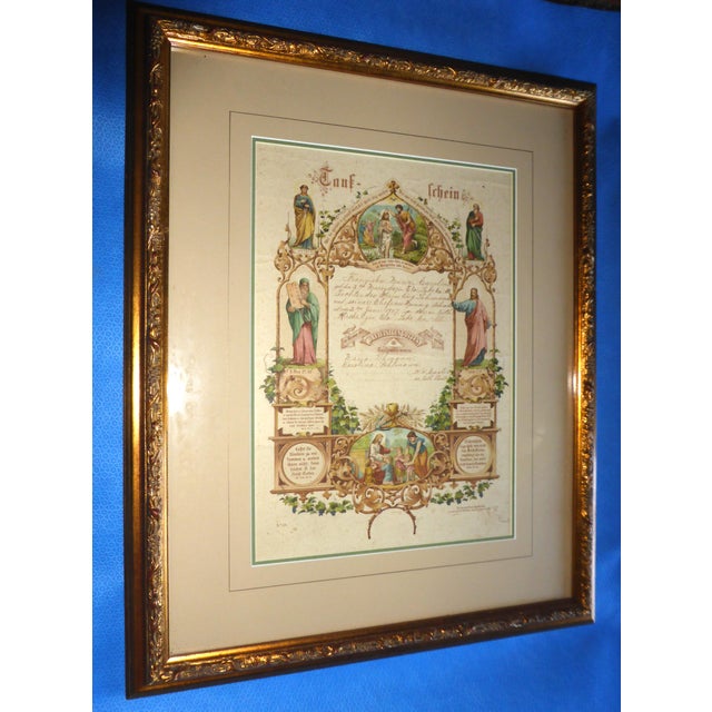 This paper certificate is a multi-color decorative design by Ernst Kaufmann. Ornate gold-gilded frame by Marcene's Frame...