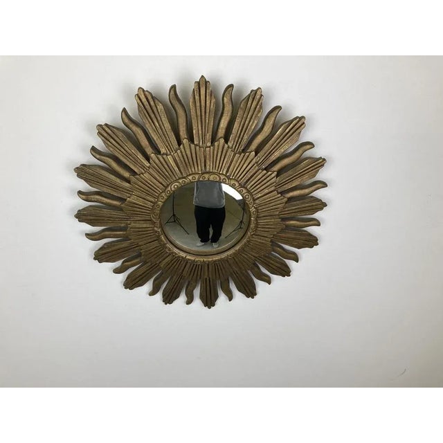 Vintage Golden Sunburst Mirror, 1960s For Sale - Image 9 of 11