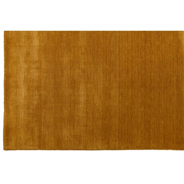 Apadana's Modern Gabbeh Hand-Loom Wool Area Rug in Earthy Yellow-Orange. For Sale In New York - Image 6 of 11