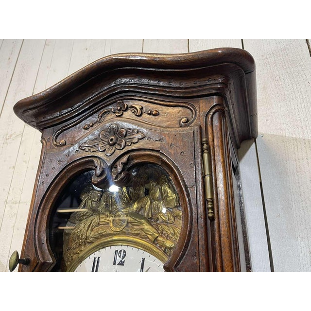 Antique Louis XV Oak Clock, 1800s For Sale - Image 10 of 15