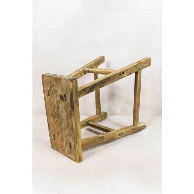 Vintage Rustic Stool in Elm For Sale - Image 4 of 5