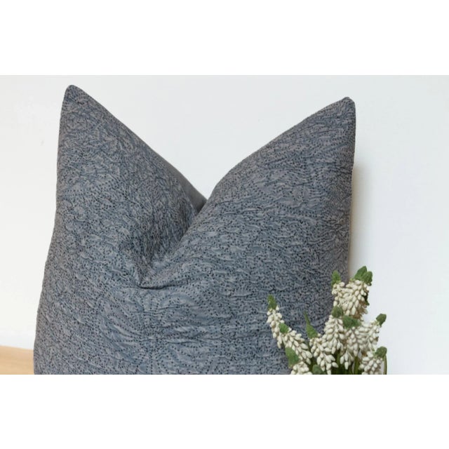 Misty Gray Hand-Stitched Pillow Cover For Sale - Image 4 of 6