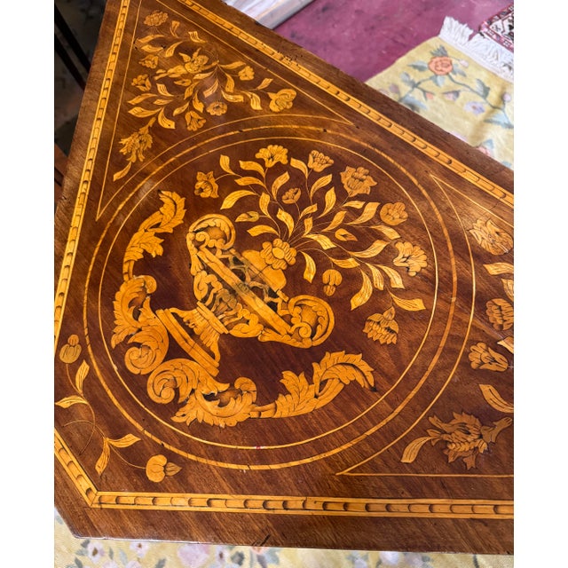 Late 18th Century Georgian Folding Gate-Leg Hall / Tea / Card / Games / Occasional Table in Mahogany With Extensive Classical Inlay Marquetry For Sale - Image 11 of 13