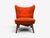 1940s Elias Svendberg, Rare Easy Chair, Wood, Red Fabric, Sweden, 1940s For Sale - Image 5 of 12