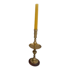 Vintage Brass Moroccan Pillar Candle Holder 1950s
