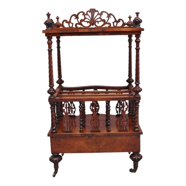 19th Century Burr Walnut Canterbury in Serpentine Form, 1860s For Sale