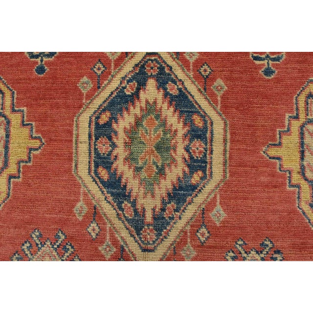 Red Kazak Rug 6’5” X 8’10” Red Wool Tribal Hand-Knotted Oriental Carpet For Sale - Image 8 of 15