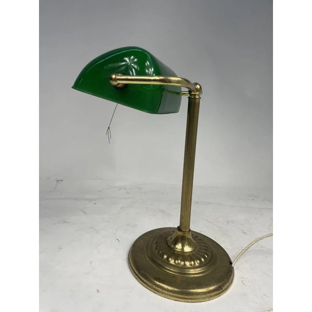1950s Vintage Ministerial Lamp in Brass and Green Glass, 1950s For Sale - Image 5 of 12