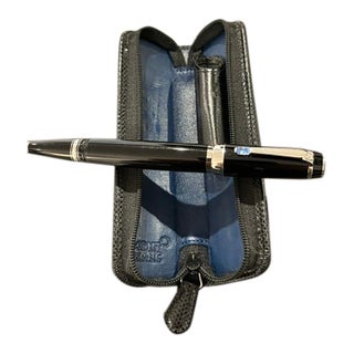 Vintage Montblanc Bohème Bleu Rollerball Pen & Matching Leather Zip Case Set For Sale