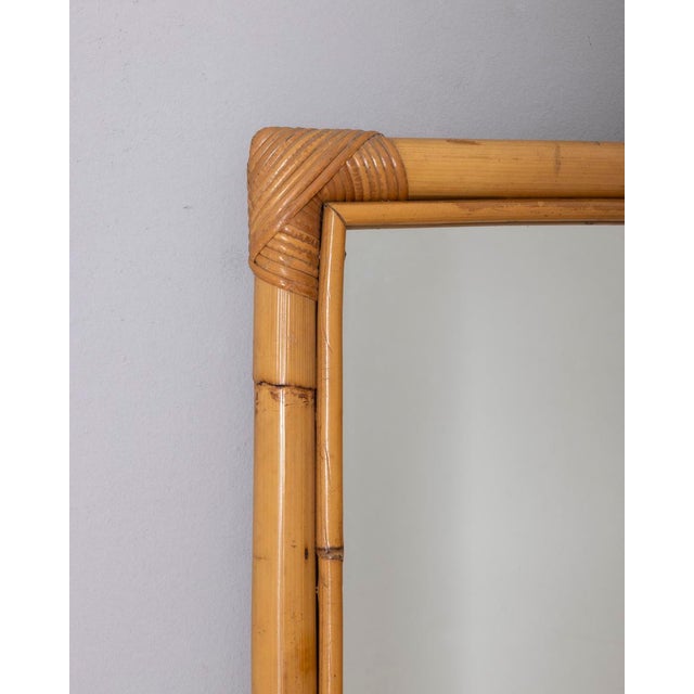 Vintage Bamboo Wall Mirror, Italy, 1960s For Sale - Image 4 of 9