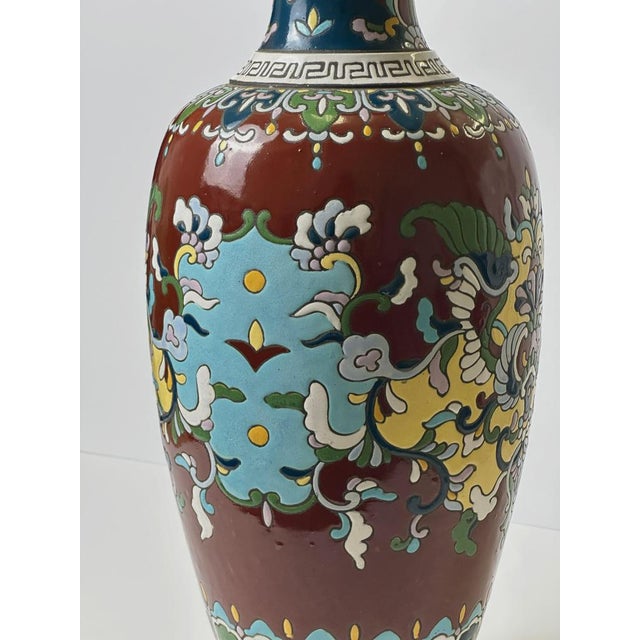Art Nouveau Enamelled Faience Vase, 1890s For Sale - Image 6 of 10