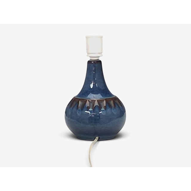 1960s Søholm Stentøj, Small Table Lamp, Dark Blue Stoneware, For Sale - Image 11 of 13