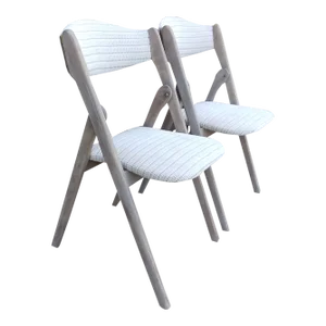 Mid-Century Modern Wood-Frame Folding Chairs - a Pair