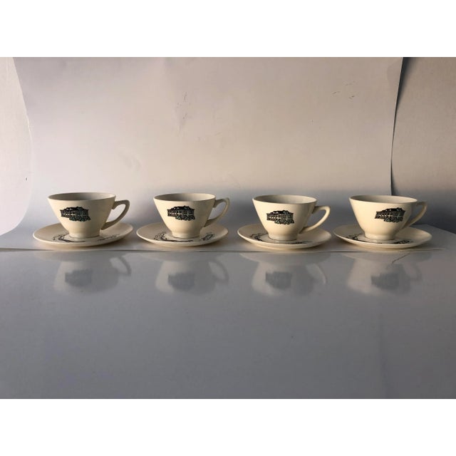 Off-white Midcentury Americana Decoration Teacups & Saucers 9 Pieces - Service for 4 For Sale - Image 8 of 8