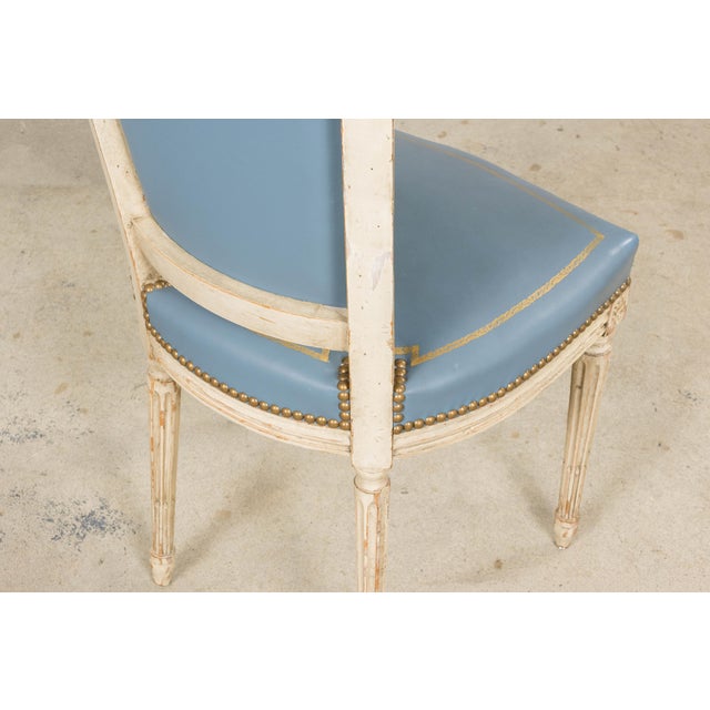 Antique French Louis XVI Style Painted Dining Chairs in French Blue - Set of 4 For Sale - Image 18 of 18