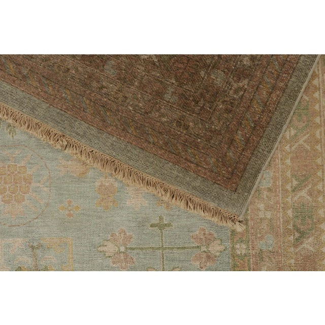 Rug & Kilim’s Khotan Style Rug With Blue, Gold and Green Floral Pattern For Sale In New York - Image 6 of 7