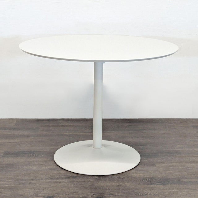 Modern Cb2 White 5-Piece Round Dining Set With Cushioned Chairs For Sale - Image 3 of 9