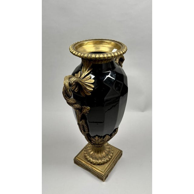 Large Black Ceramic and Bronze Vase, 1880 For Sale - Image 6 of 13