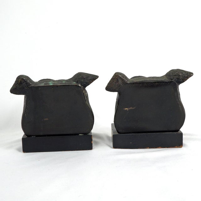Bronze Pair of British Bulldog Churchill Bookends Smoking Cigar - 1940's For Sale - Image 8 of 14