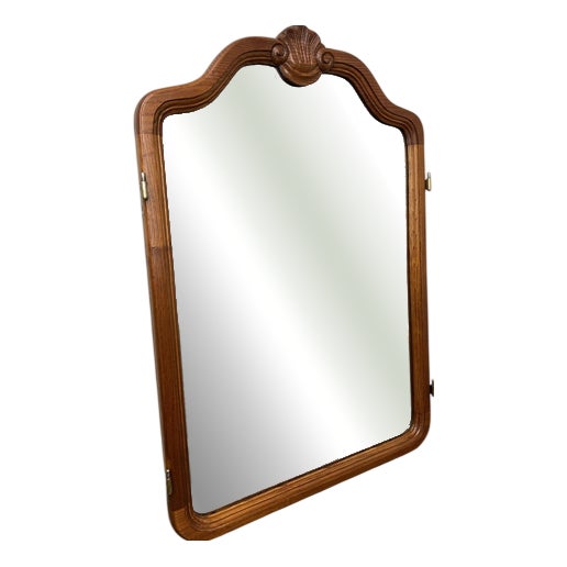 Vintage French Style Carved Oak Wall Mirror with Ornate Frame For Sale