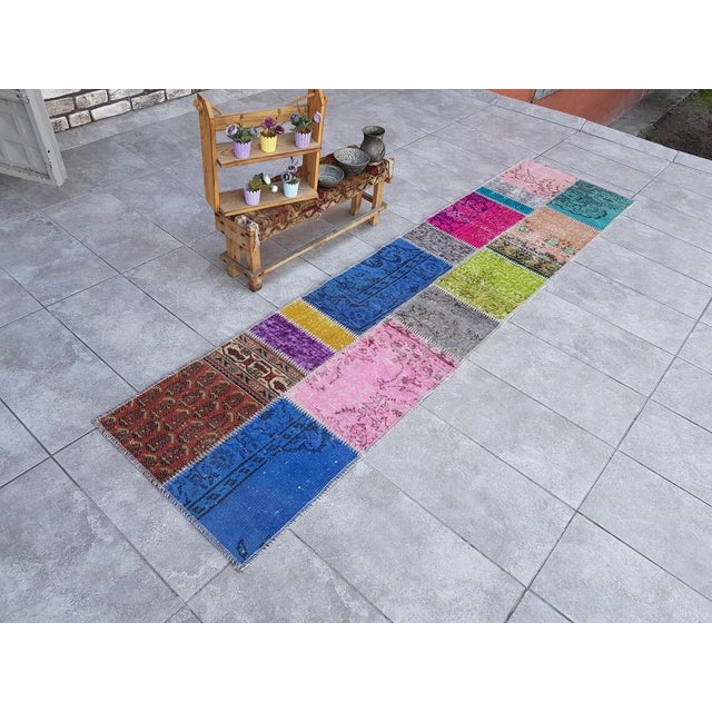 Turkish Vintage Turkish Tribal Wool Runner For Sale - Image 3 of 10