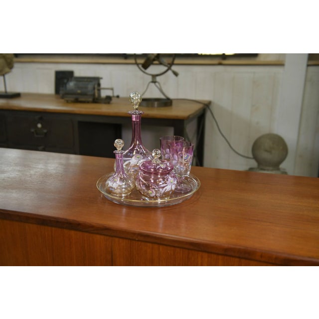 Pink Blown Glass Carafes and Glasses, 1950s, Set of 6 For Sale - Image 13 of 13