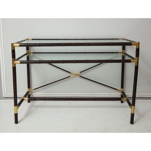 Vintage Faux-Bamboo and Brass Writing Desk/Console For Sale In New York - Image 6 of 12