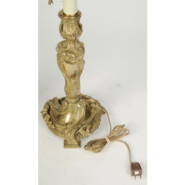 French 19th Century Pair Gilt Bronze Electrified Candlesticks For Sale - Image 3 of 5