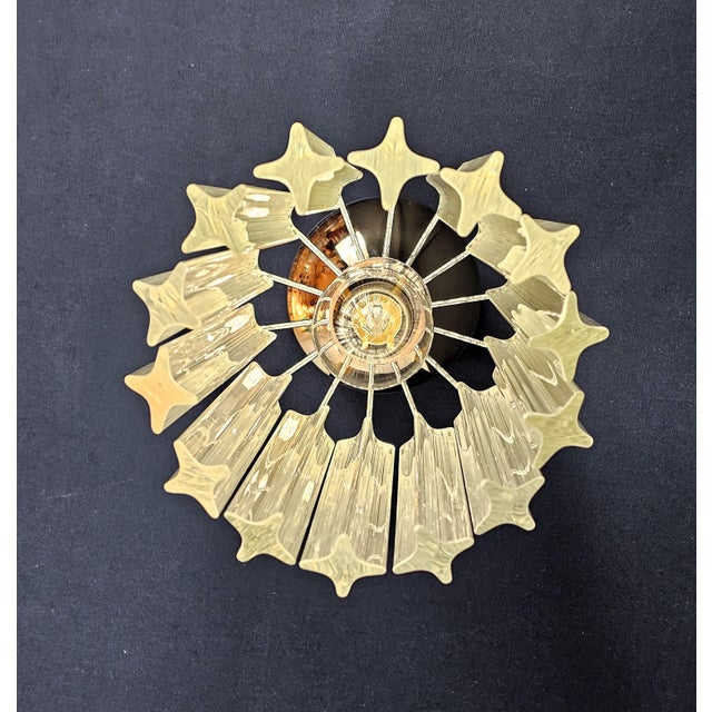 Metal Vintage Murano Glass Prism Ceiling Lamp in the style of Venini, Venice, Italy, 1970s For Sale - Image 7 of 10