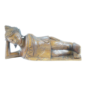 Antique Chinese Wood Sculpture of Lying Buddha