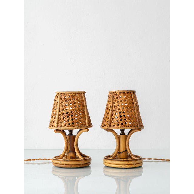 French Riviera Bamboo Rattan Table Lamps, 1960s, Set of 2 For Sale - Image 14 of 14