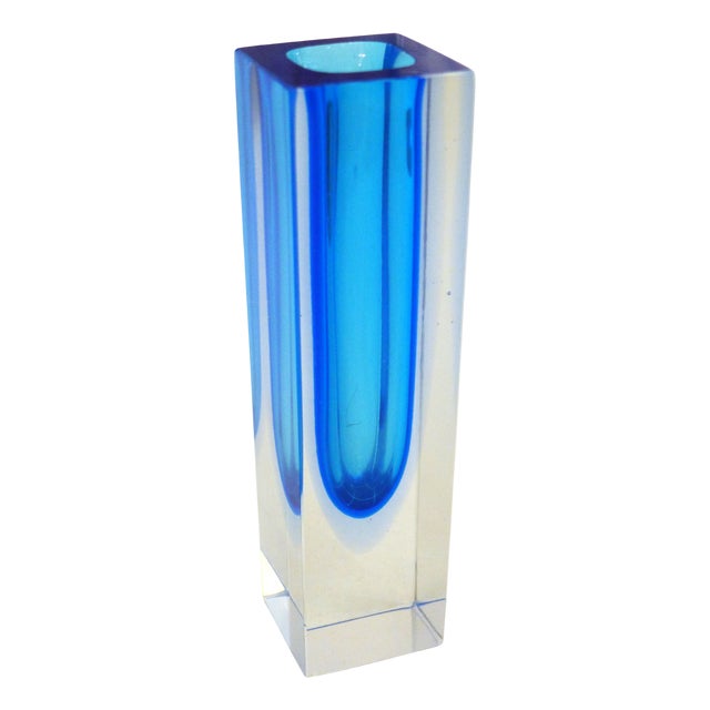 Small Turquoise Blue Sommerso Vase in Murano Glass, 1960s For Sale