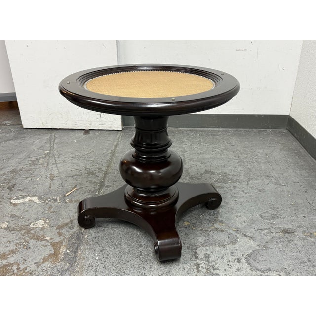 Contemporary Mahogany Pedestal Dining Table With Glass Table Top For Sale In San Francisco - Image 6 of 12