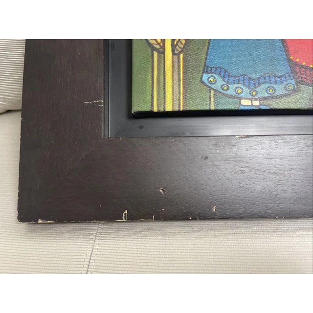 1990s 1990s Danish Modern Folk Art Style Canvas Print, Framed For Sale - Image 5 of 6