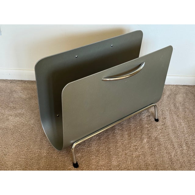 Mid Century Bent Steel Magazine Rack For Sale - Image 11 of 12