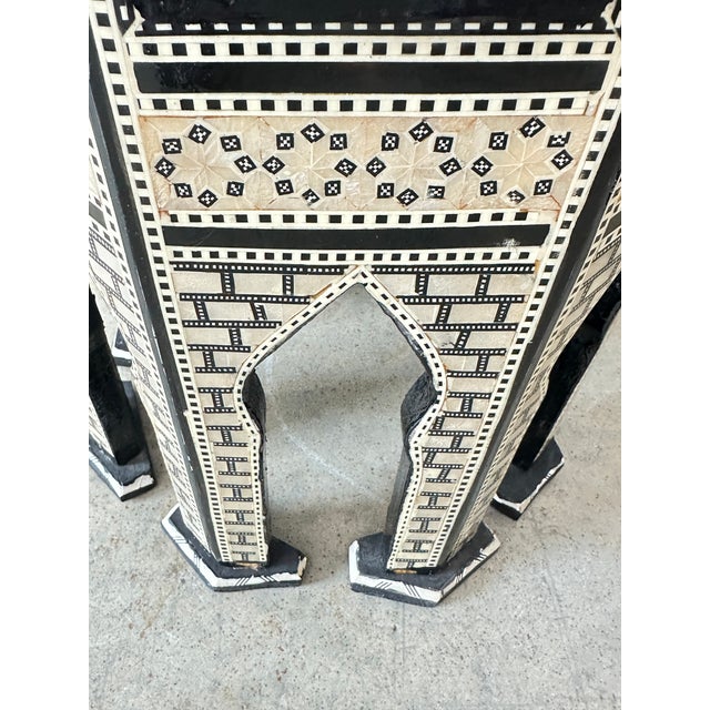 White Vintage Moroccan Inlaid Side Tables-a Pair For Sale - Image 8 of 12