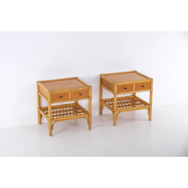 Wood Bedside Tables attributed to Dux, Sweden, 1970s, Set of 2 For Sale - Image 7 of 9