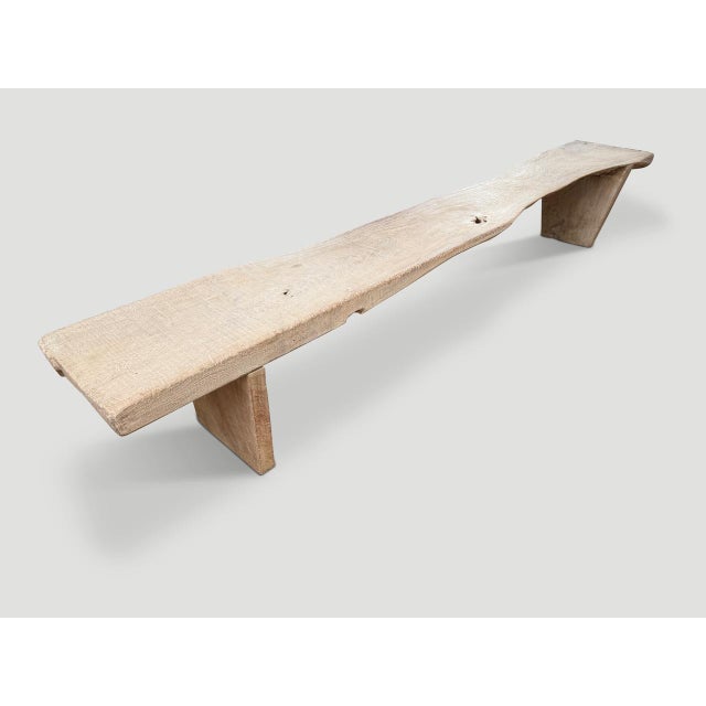 Contemporary Andrianna Shamaris Impressive Live Edge Teak Wood Long Bench For Sale - Image 3 of 18