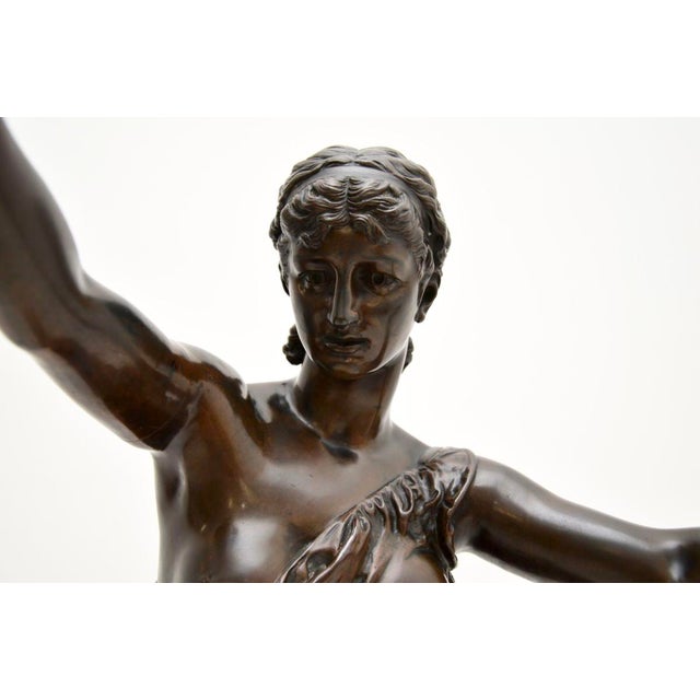 Antique French Bronze Lamp by Jean-Jules Cambos, 1880 For Sale - Image 10 of 17