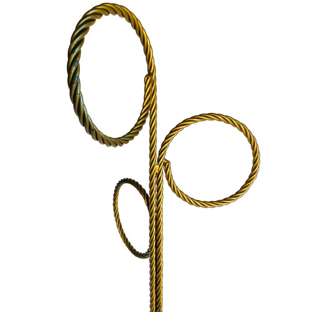 Hollywood Regency 1970’s Hollywood Regency Braided Gilt Iron 3-Ring Towel Holder / Valet For Sale - Image 3 of 7