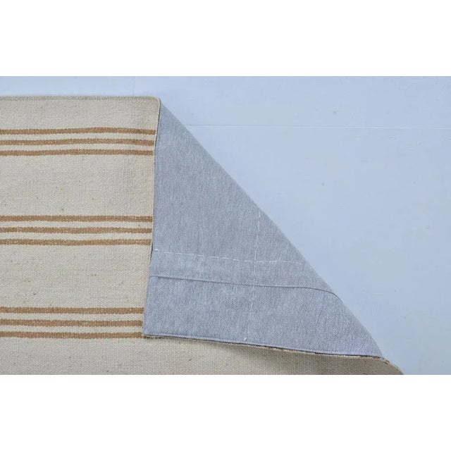 Beige and Copper Color Striped Kilim Runner Rug For Sale - Image 10 of 11