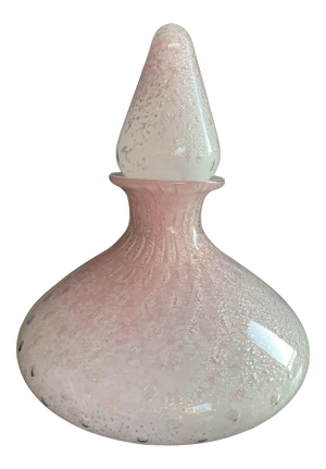Mid-Century Modern Alfredo Barbini Pink and Silver Fleck Art Glass Decanter