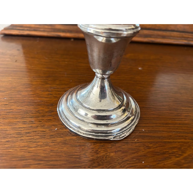 Pair of Lunt Sterling Silver Candle Holders For Sale - Image 4 of 4