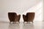 Vladimir Kagan Barrel Lounge Chairs in Brown Velvet and Walnut Legs For Sale - Image 4 of 12